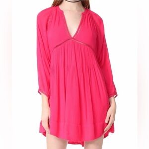 Free People Go Lightly pink 3/4 sleeve peasant dress size small
